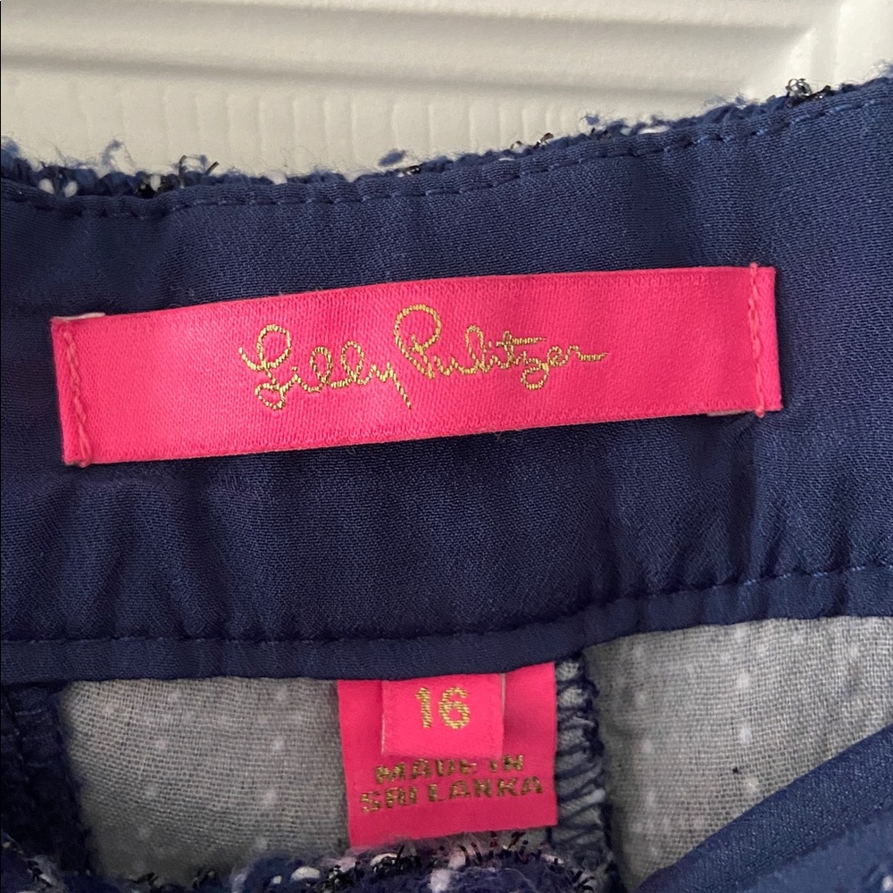 Lilly Pulitzer Navy and White Checkered Shorts size 16 excellent condition - Picture 2 of 12